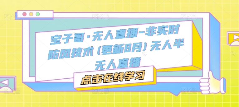 宝子哥·无人直播-非实时防风技术(更新25年5月)无人半无人直播-多金网赚网