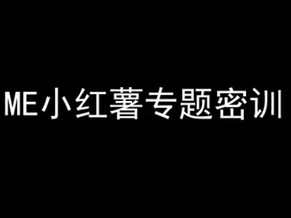 ME小红薯专题密训-小红书电商教程-多金网赚
