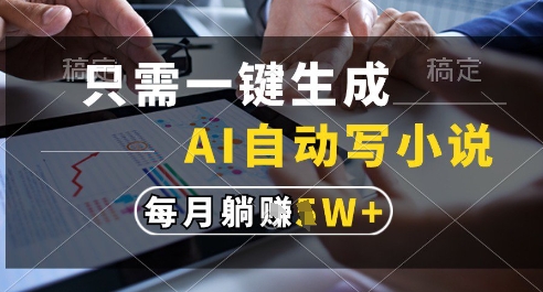 只需一键生成，AI全自动写小说，可一键生成120w字，每月躺着收益过1w+【揭秘】-多金网赚