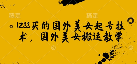1288买的国外美女起号技术，国外美女搬运教学-多金网赚