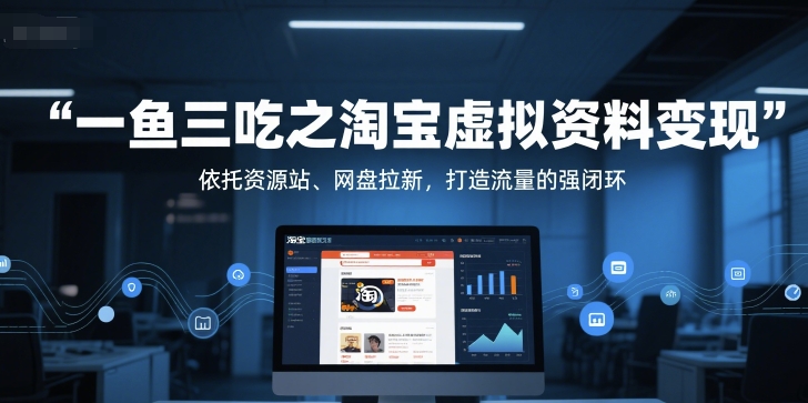 一鱼三吃之淘宝虚拟资料变现，依托资源站、网盘拉新，打造流量的强闭环-多金网赚