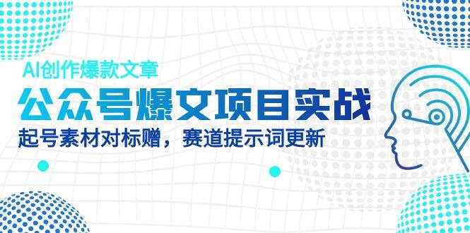 公众号爆文项目实战，AI创作爆款文章，起号素材对标赠(附赛道AI提示词-多金网赚网