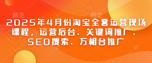 2025年4月份淘宝全套运营现场课程，运营后台、关键词推广、SEO搜索、万相台推广-多金网赚