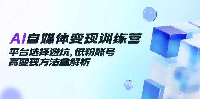AI自媒体变现训练营，平台选择避坑，低粉账号高变现方法全解析-多金网赚