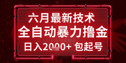 六月最新技术全自动暴力撸金，稳定日入2k+包起号，长期稳定【揭秘】-多金网赚