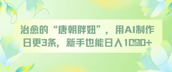治愈的“唐朝胖妞”，用AI制作日更3条，新手也能日入多张-多金网赚