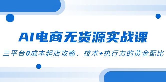 AI电商无货源实战课，三平台0成本起店攻略，技术+执行力的黄金配比-多金网赚