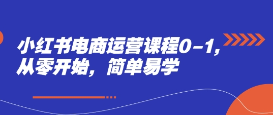 小红书电商运营课程0-1，从零开始，简单易学-多金网赚网