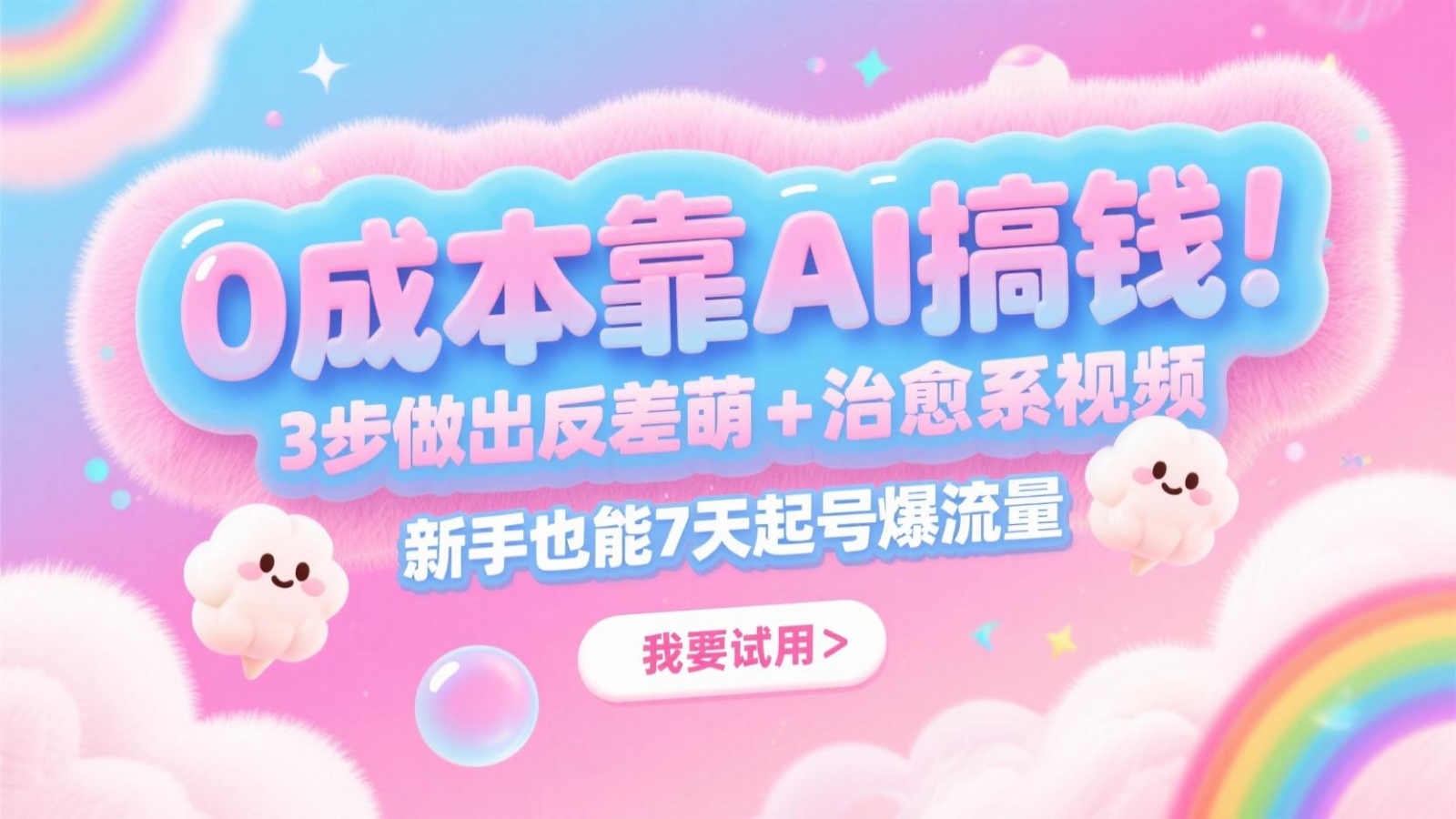 0成本靠AI搞钱！3步做出反差萌+治愈系视频，新手也能7天起号爆流量，月入5位数-多金网赚