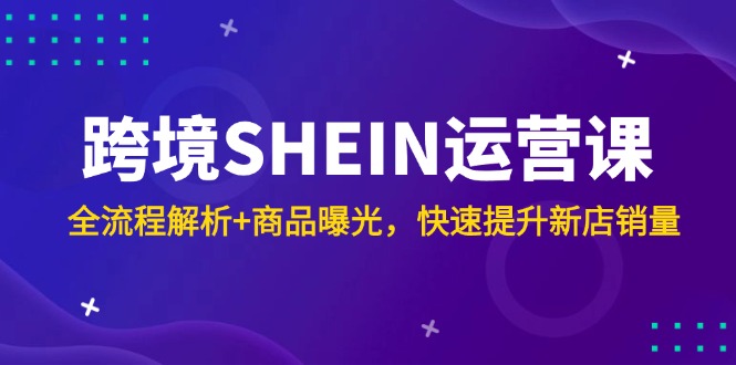 跨境SHEIN运营课，全流程解析+商品曝光，快速提升新店销量-多金网赚