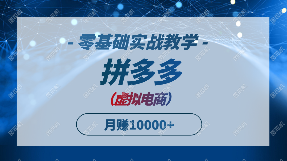 拼多多虚拟电商，零基础实战教学，快速打爆商品，新手也能月入10000+-多金网赚