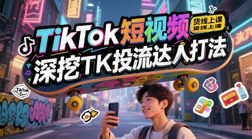 TikTok短视频带货线上课，深挖TK投流达人打法-多金网赚