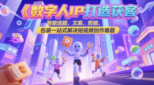 数字人IP打造获客变现实操课，智能选题、文案、剪辑、包装一站式解决短视频创作难题-多金网赚