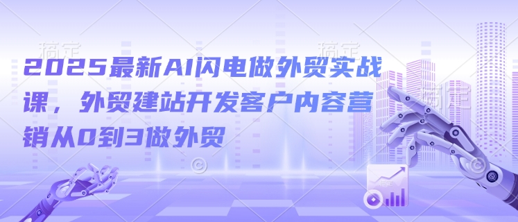 2025最新AI闪电做外贸实战课，外贸建站开发客户内容营销从0到3做外贸-多金网赚