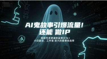 AI鬼故事引爆流量，还能做IP，视频号多渠道收益单日1k+，小白副业、工作室放大的最佳选择-多金网赚