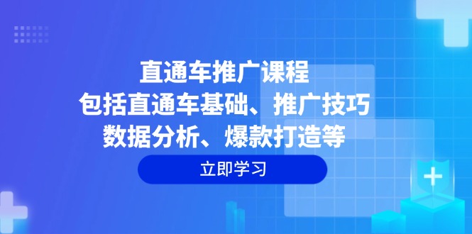 直通车推广课程：包括直通车基础、推广技巧、数据分析、爆款打造等-多金网赚