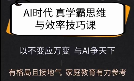 Ai时代真学霸思维与学习方法课，有格局且接地气，家庭教育有力参考-多金网赚
