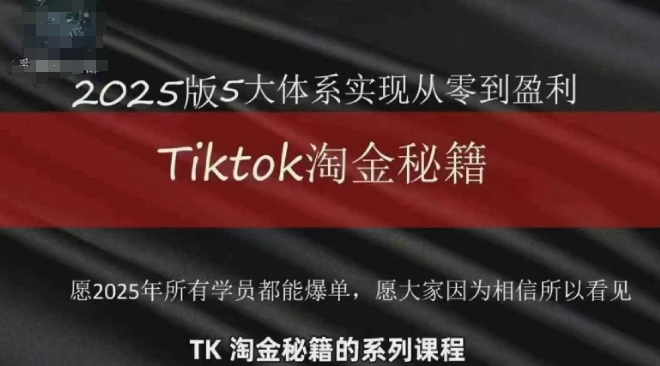 TikTok跨境2025淘金秘籍，​2025TikTok从0到盈利变现-多金网赚网