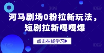 河马剧场0粉拉新玩法，短剧拉新嘎嘎爆-多金网赚网