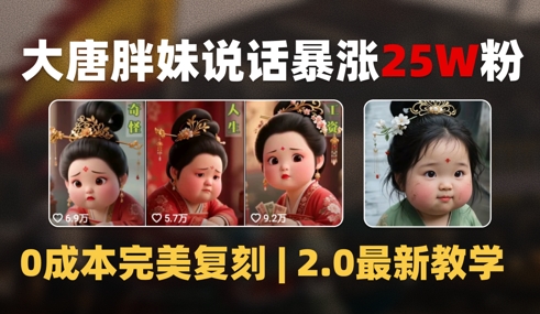 AI大唐胖贵妃说话2.0，40条视频暴涨40w粉，附独家变现攻略-多金网赚