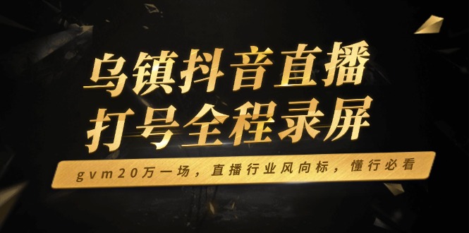 乌镇抖音直播打号全程录屏，gvm20万一场，直播行业风向标，懂行必看-多金网赚