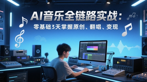 AI音乐全链路实战变现课：零基础3天掌握原创、翻唱、变现-多金网赚