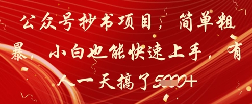 公众号抄书项目，简单粗暴，小白也能快速上手，有人一天搞了1k+-多金网赚网