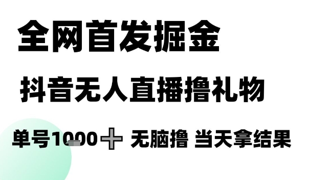 全网首发掘金抖音无人直播撸礼物，单号1k +无脑撸，当天拿结果【揭秘】-多金网赚