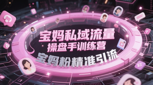 宝妈私域流量操盘手训练营，宝妈粉精准引流-多金网赚网