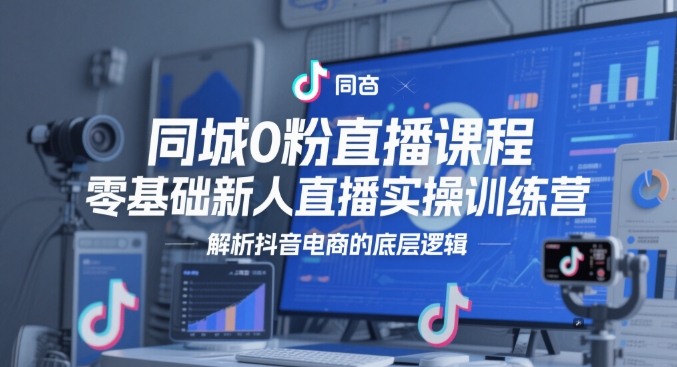 同城0粉直播课程，零基础新人直播实操训练营，解析抖音电商的底层逻辑-多金网赚
