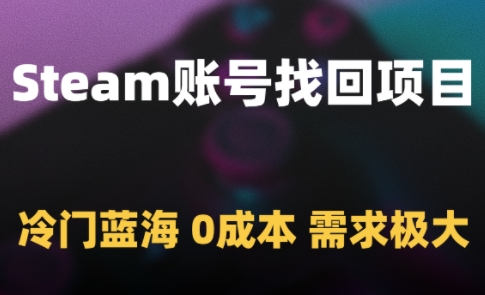 Steam账号找回项目，冷门蓝海，0成本，需求极大-多金网赚