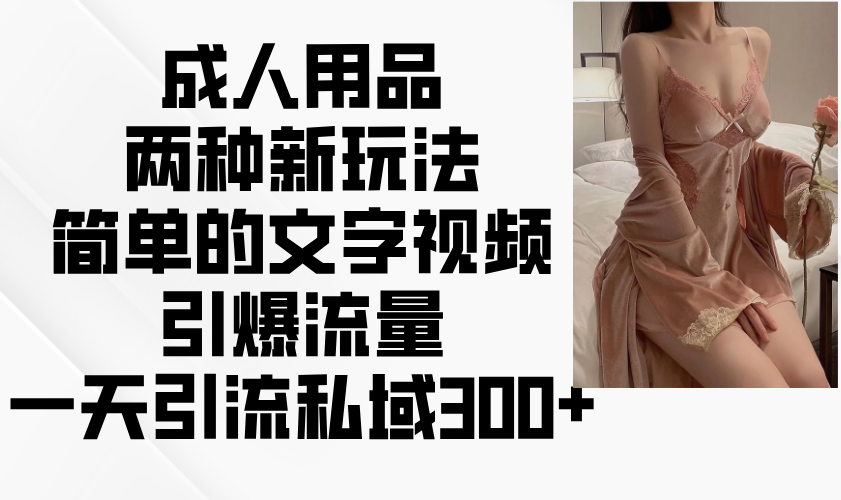 成人用品两种新玩法，简单的文字视频引爆流量，一天引流私域300+-多金网赚