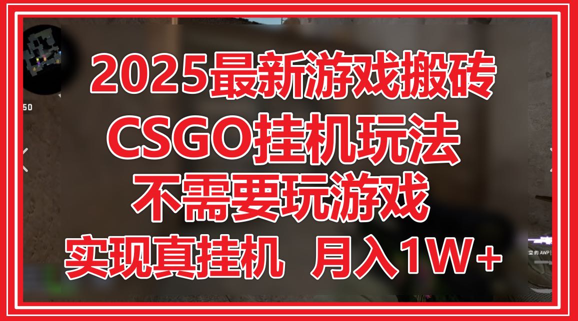 2025最新游戏搬砖，CSGO挂机，不需要玩游戏，实现真挂机，月入1W+-多金网赚网