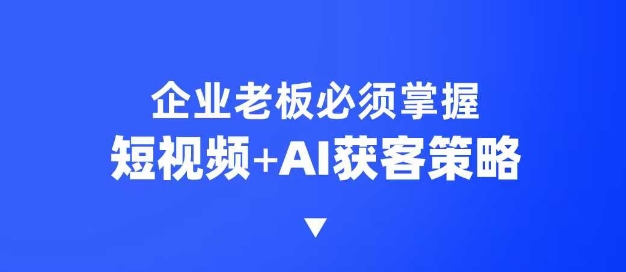 企业短视频AI获客霸屏流量课，6步短视频+AI突围法，3大霸屏抢客策略-多金网赚
