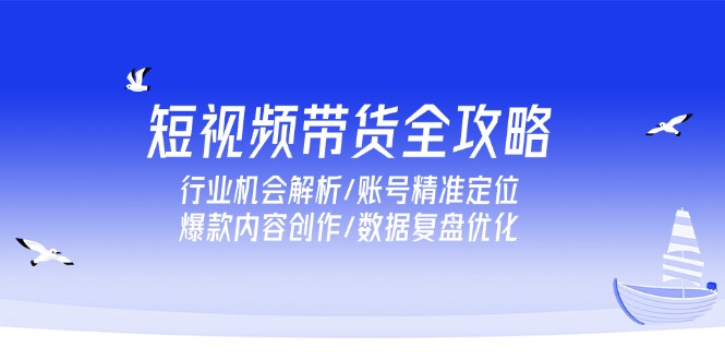 短视频带货全攻略，行业机会解析/账号精准定位/爆款内容创作/数据复盘优化-多金网赚
