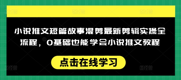 小说推文短篇故事混剪最新剪辑实操全流程，0基础也能学会小说推文教程，肯干多发日入多张-多金网赚