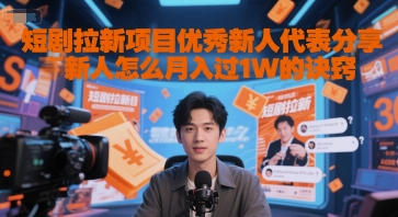 短剧拉新项目优秀新人代表分享新人怎么月入过1W的诀窍-多金网赚