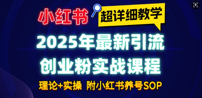 2025年最新小红书引流创业粉实战课程【超详细教学】小白轻松上手，月入1W+，附小红书养号SOP-多金网赚