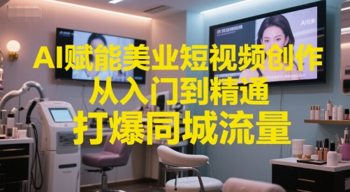AI赋能美业短视频创作，从入门到精通，打爆同城流量，超级AI工具短视频实操落地-多金网赚
