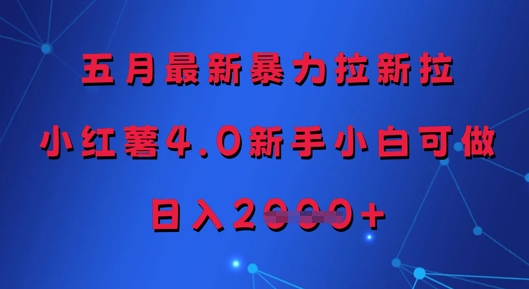 五月最新暴力拉新拉，小红薯4.0新手小白可做，日入多张-多金网赚网