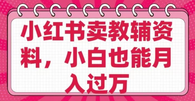 小红书卖教辅资料，0 成本，纯利润，售后成本极低，小白也能月入过W-多金网赚