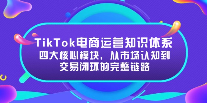 TikTok电商运营知识体系：四大核心模块，从市场认知到交易闭环的完整链路-多金网赚