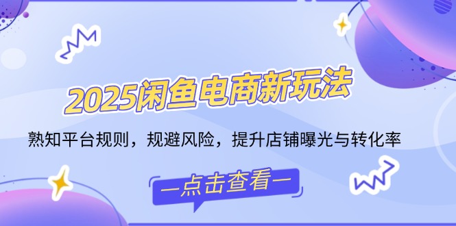 2025闲鱼电商新玩法，熟知平台规则，规避风险，提升店铺曝光与转化率-多金网赚