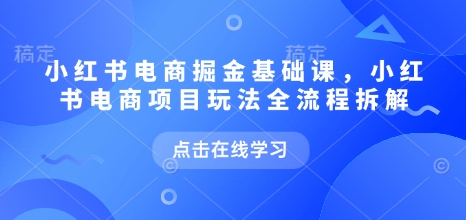 小红书电商掘金课，小红书电商项目玩法全流程拆解(更新5月)-多金网赚