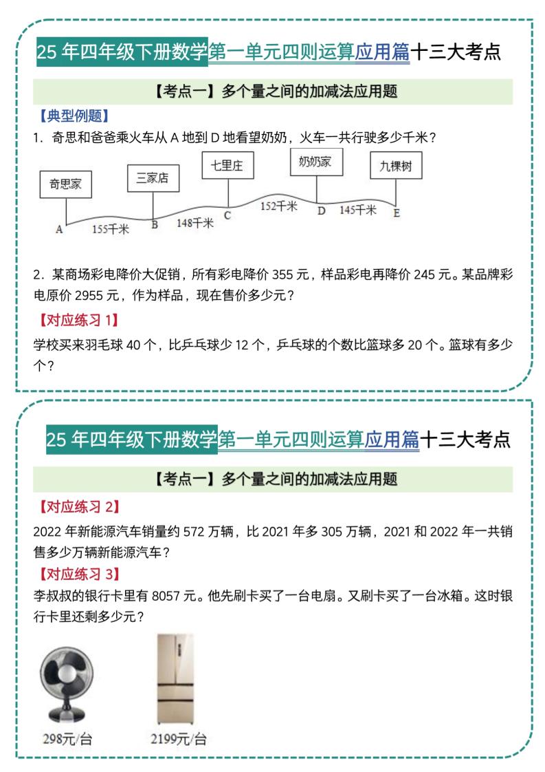 四年级下数学四则运算应用题篇十三大考点(5)-多金网赚