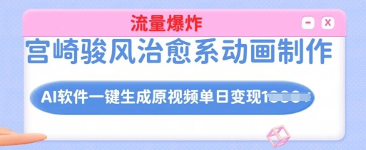 宫崎骏风治愈系动画制作，AI软件一键生成原创视频流量爆炸，单日变现多张，详细实操流程-多金网赚