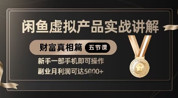 精品！闲鱼虚拟产品实战讲解，新手一部手机即可操作，副业月利润可达5k+-多金网赚