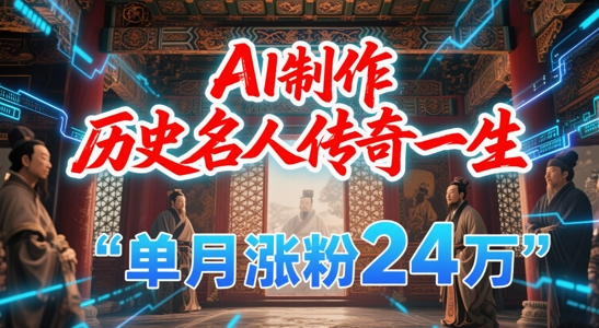 暴力起号！用AI制作历史名人传奇一生，单月涨粉24W，涨粉+变现赛道黑马来了-多金网赚