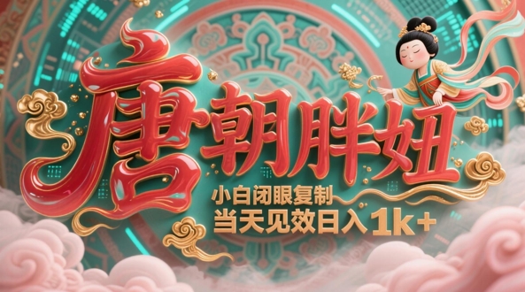用AI克隆“唐朝胖妞”日更3条，平台疯狂推流，小白闭眼复制，当天见效，日入1k+-多金网赚网
