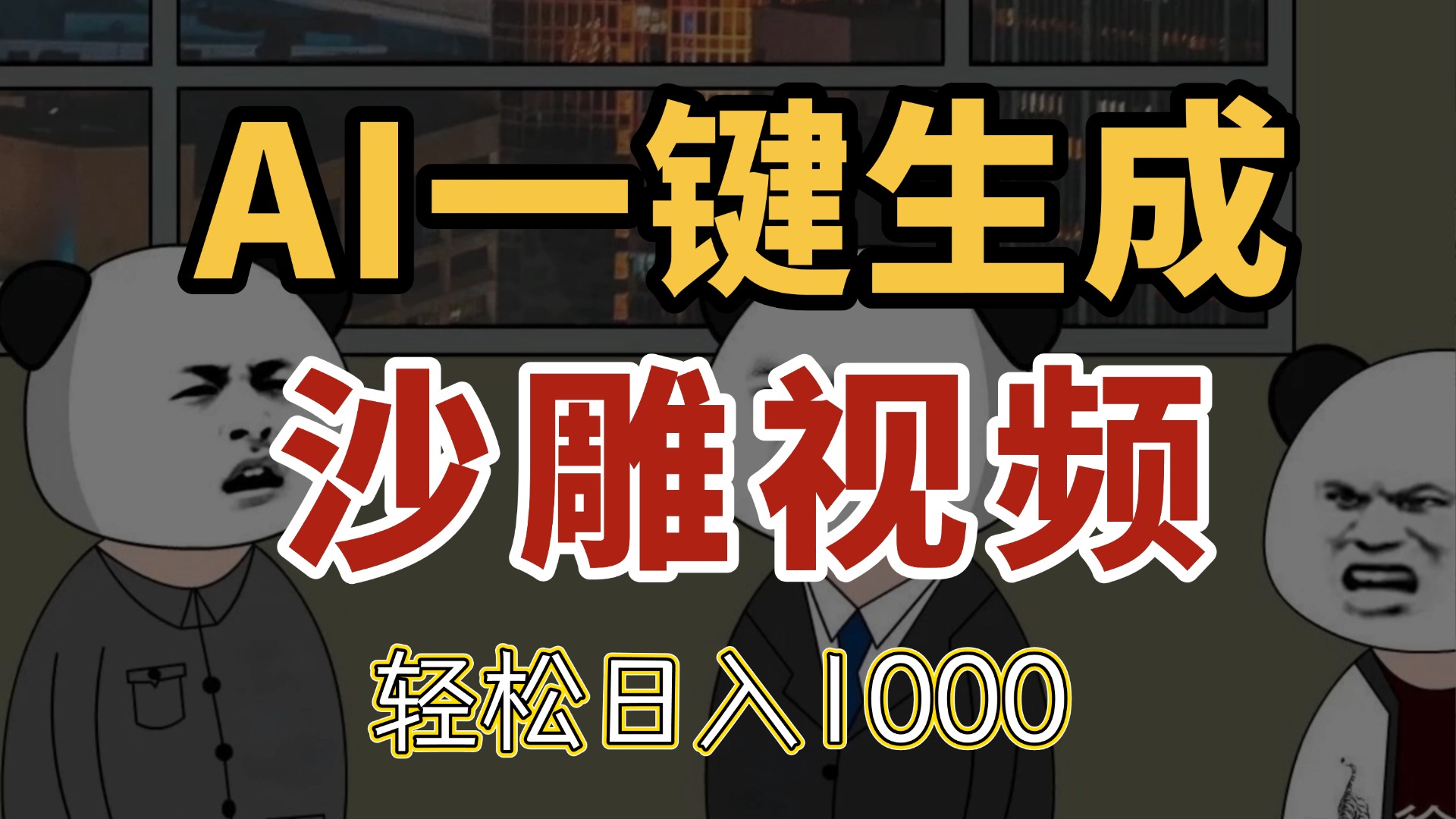 AI一键生成沙雕视频，一条视频千万播放，轻松日入1000-多金网赚网